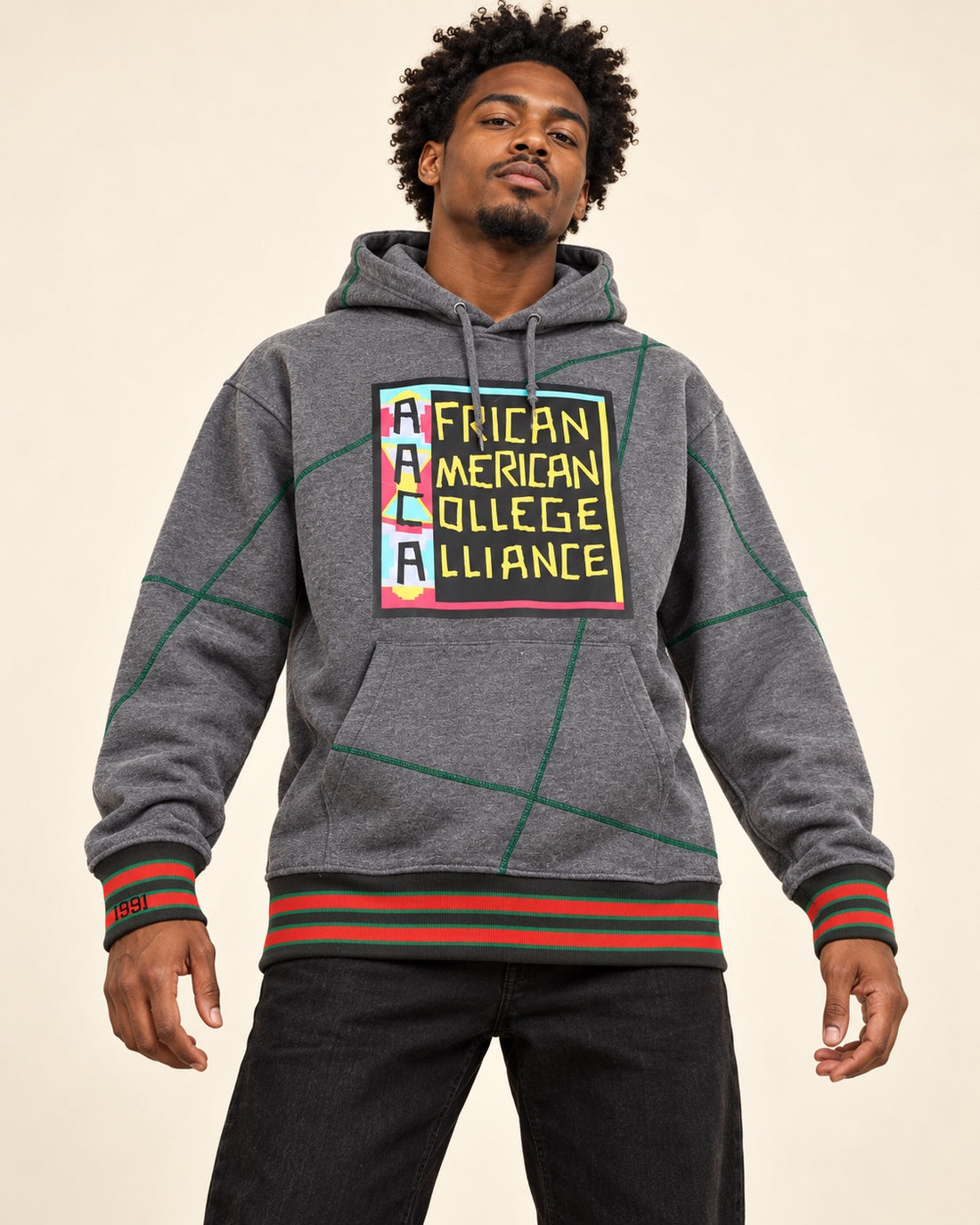 FTP AACA Original 92 Frankenstein Stitched Hoodie Charcoal/Kelly-Green