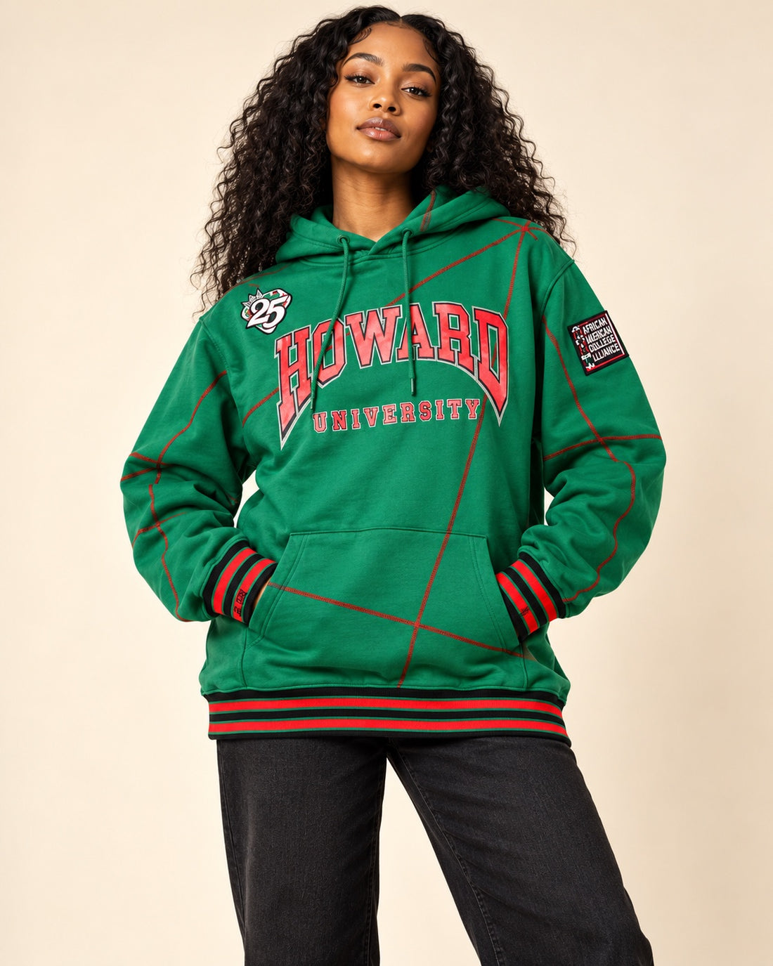 FTP Howard University 92 Frankenstein Stitched Hoodie Kelly Green / Red