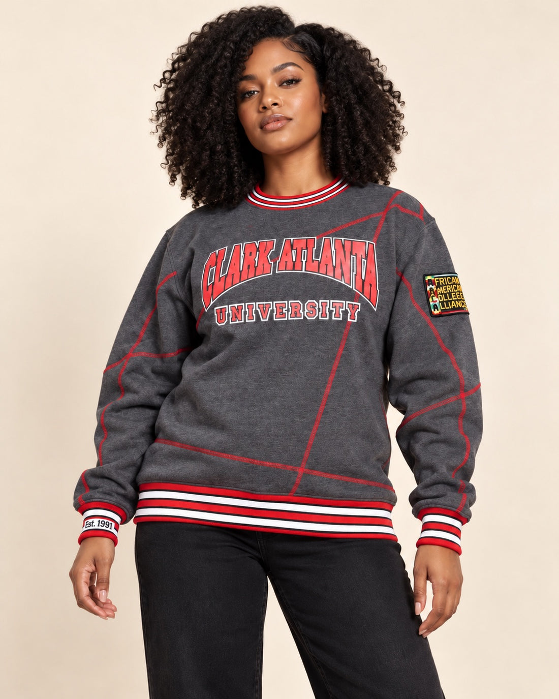 Clark Atlanta University Original '92 "Frankenstein" Crewneck Charcoal Grey/Red