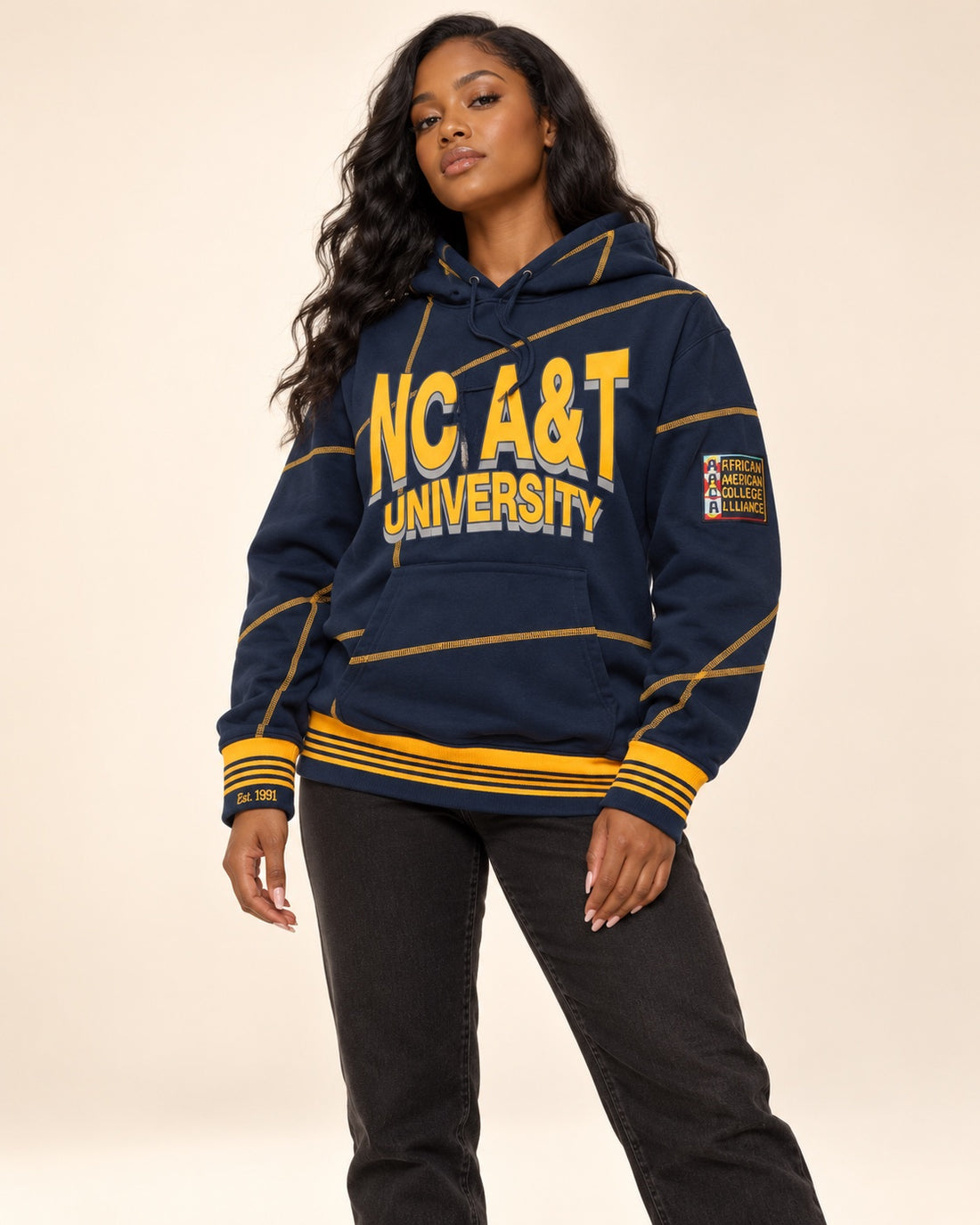 North Carolina A&T University 93 Frankenstein Hoodie Navy/Gold