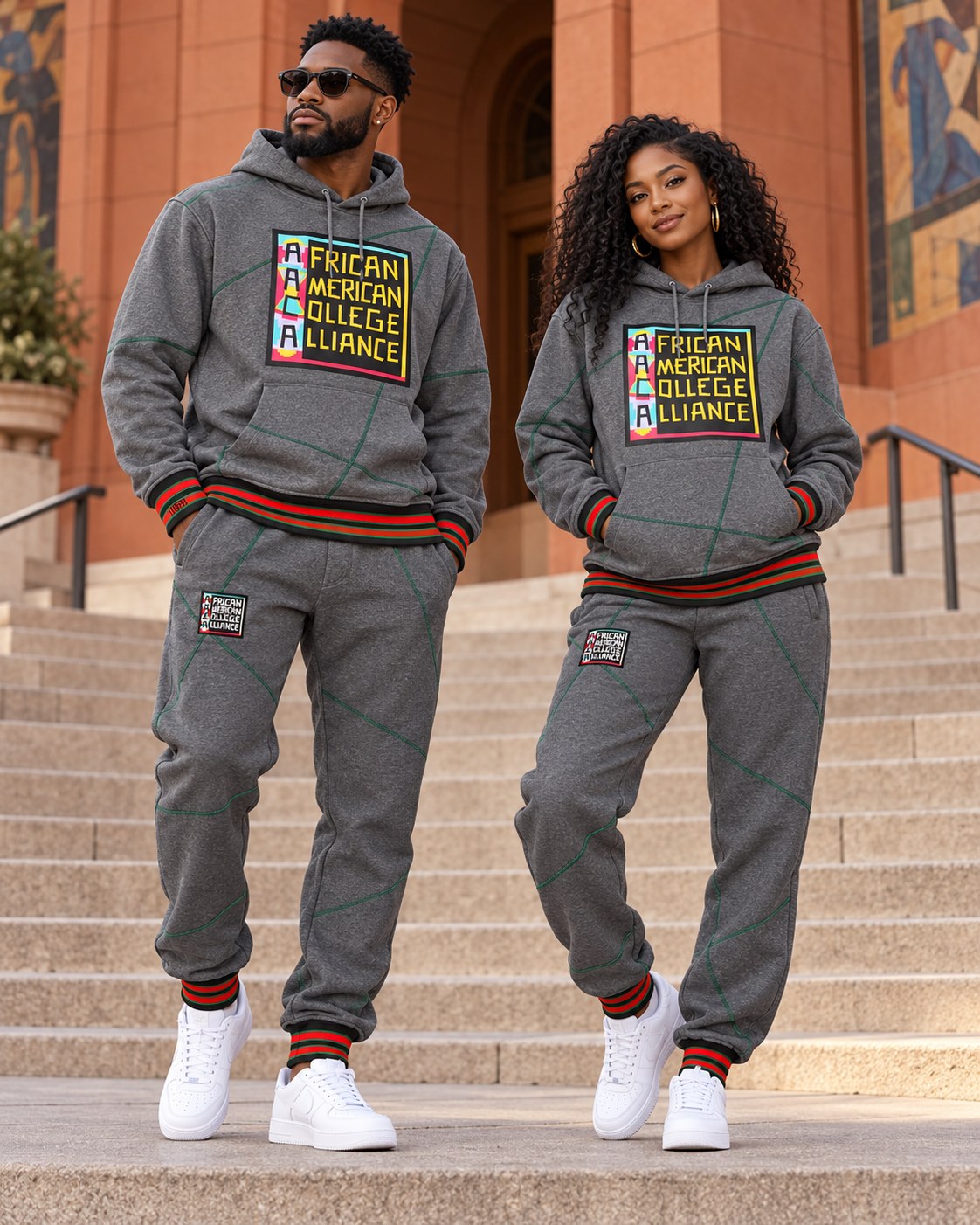 FTP AACA Original 92 Frankenstein Stitched Hoodie Charcoal/Kelly-Green + Joggers Set