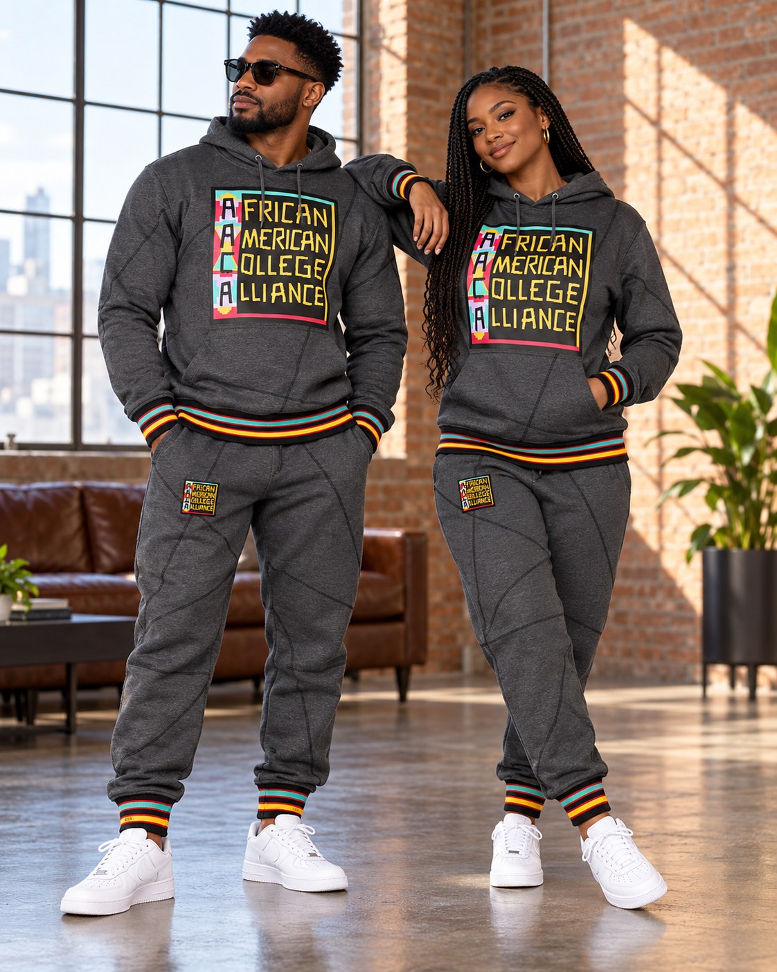 AACA Original 92 Frankenstein Stitched Hoodie Charcoal Grey / Black + Joggers Set