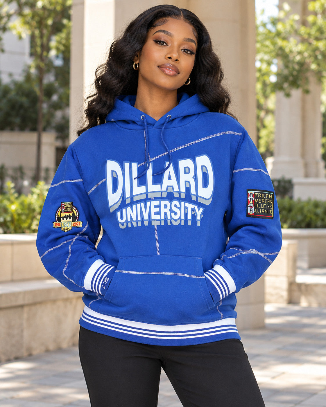 Dillard University 93 Frankenstein Hoodie Royal Blue/White - AACA 30th Anniversary Special Edition — alternative model styling