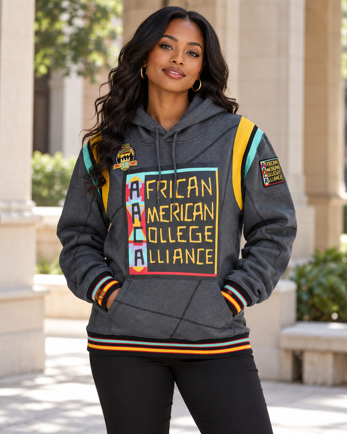 30th Anniversary AACA Frankenstein Stitched Hoodie Charcoal/Black - African American College Alliance — alternative model styling