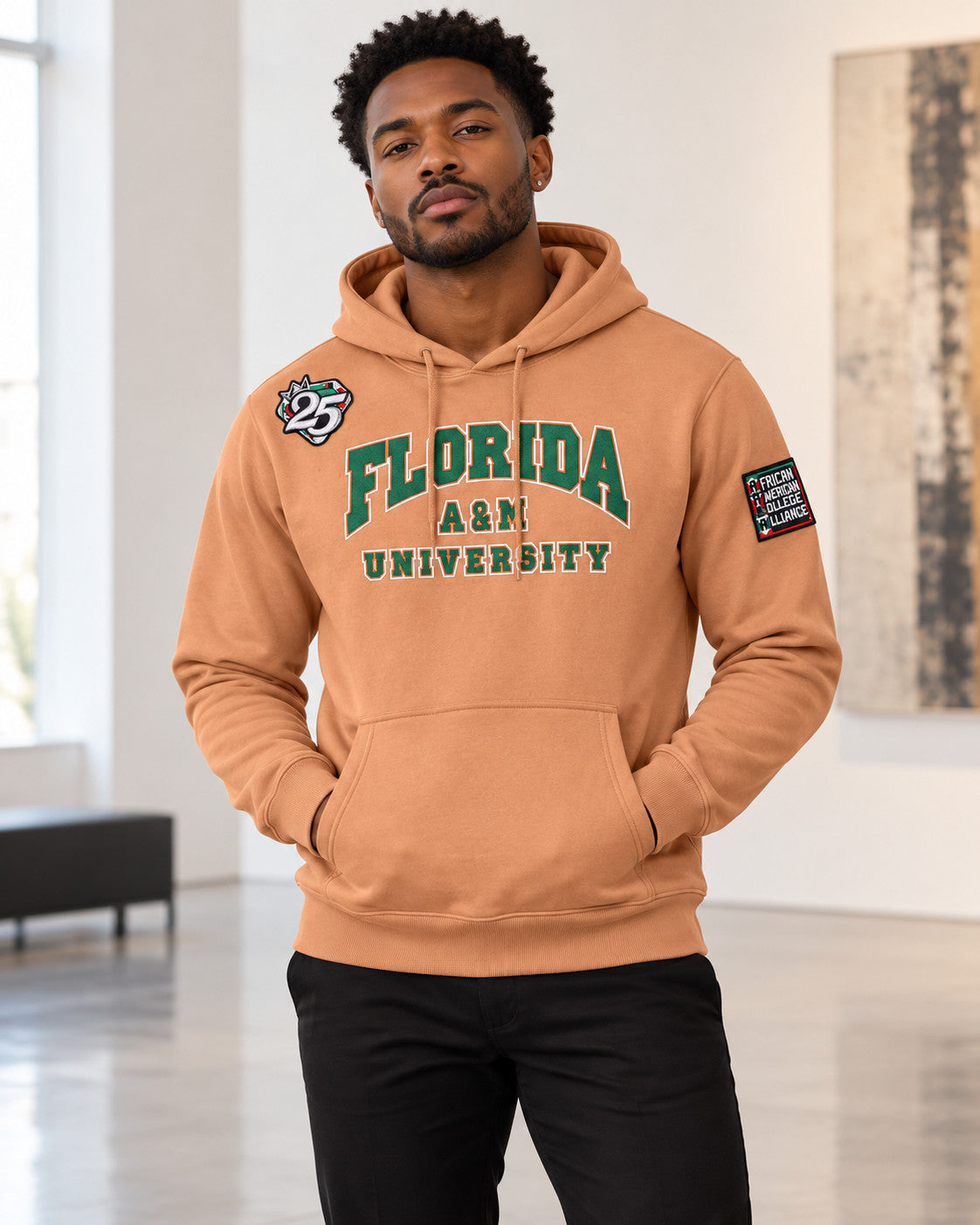 AACA Lite Florida A&M Hoodie — Butterrum | Lightweight, Smaller Fit model styling