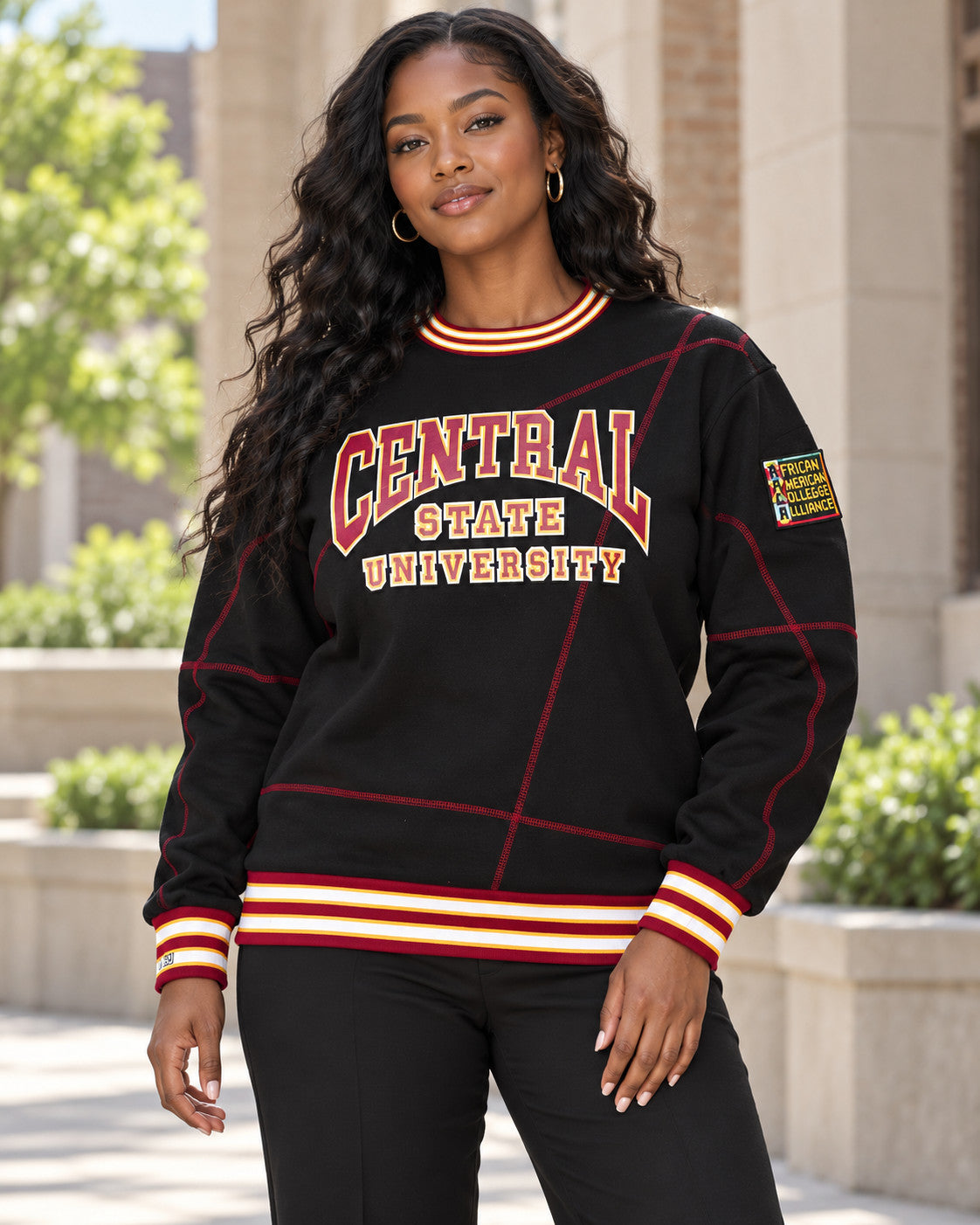 Central State University Original '92 "Frankenstein" Crewneck Black/Maroon — alternative model styling