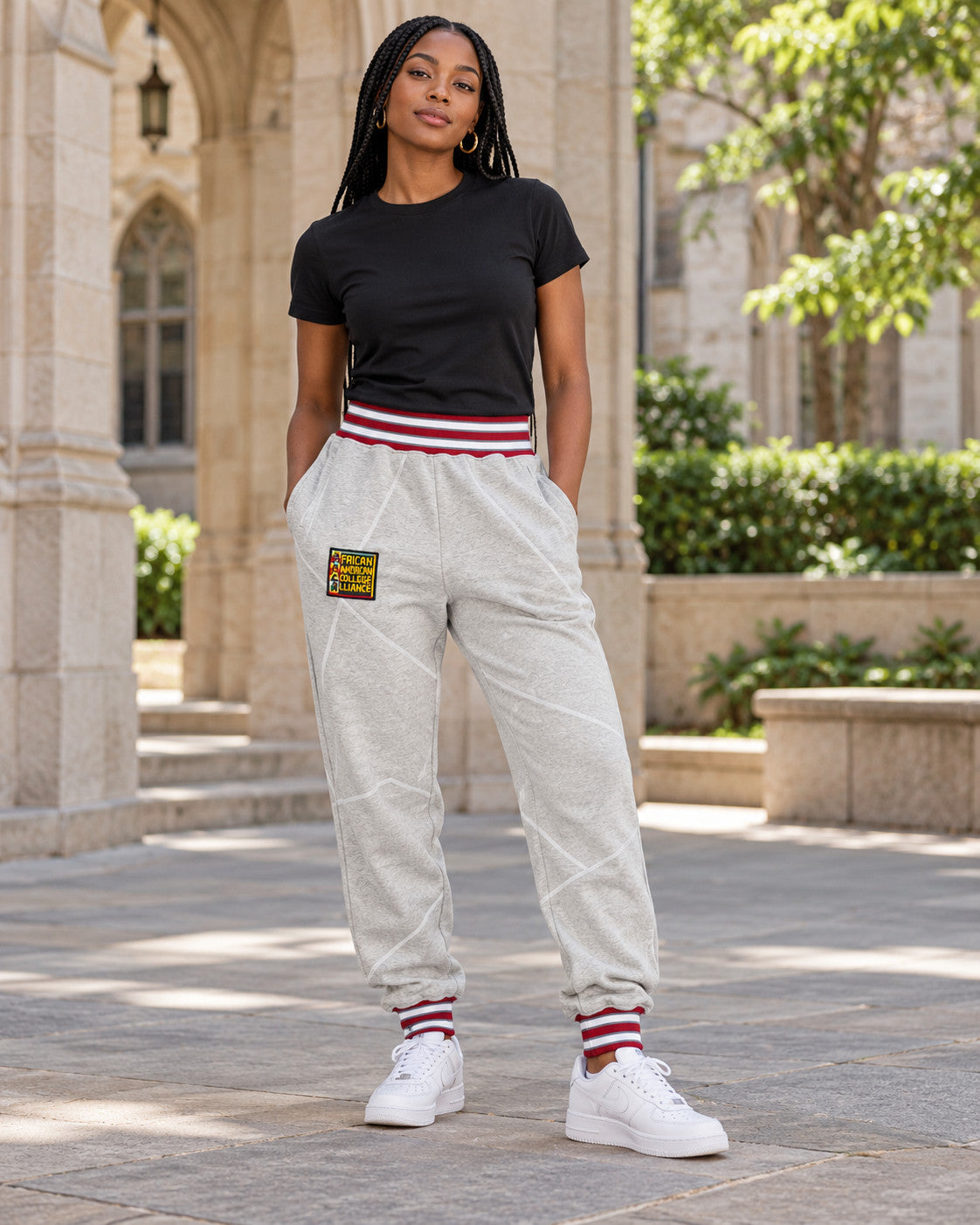 AACA Original '92 "Frankenstein" Stitched Sweatpants MDH. Grey/White — alternative model styling