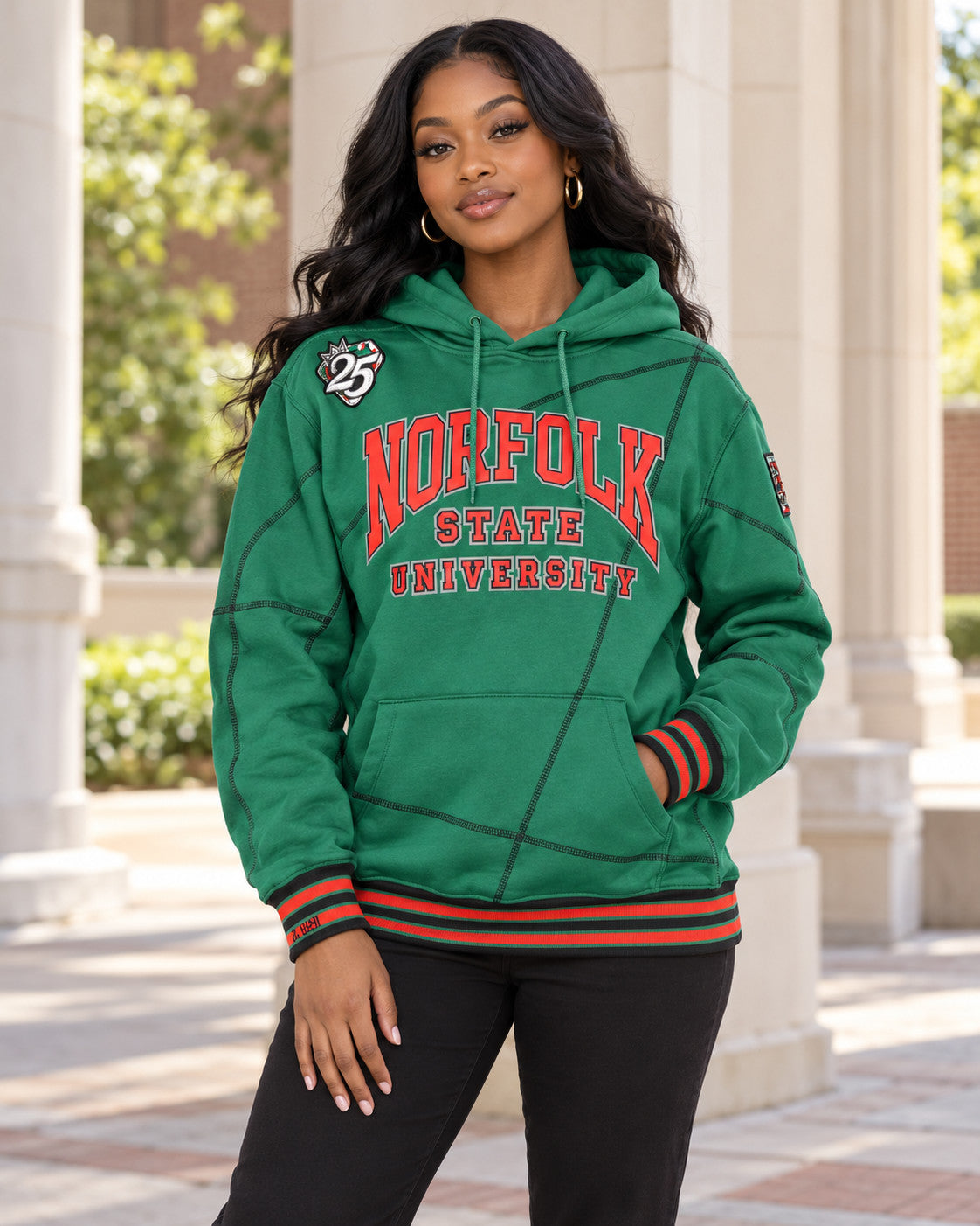 FTP Norfolk State Original 92 Frankenstein Stitched Hoodie Kelly Green/Black — alternative model styling