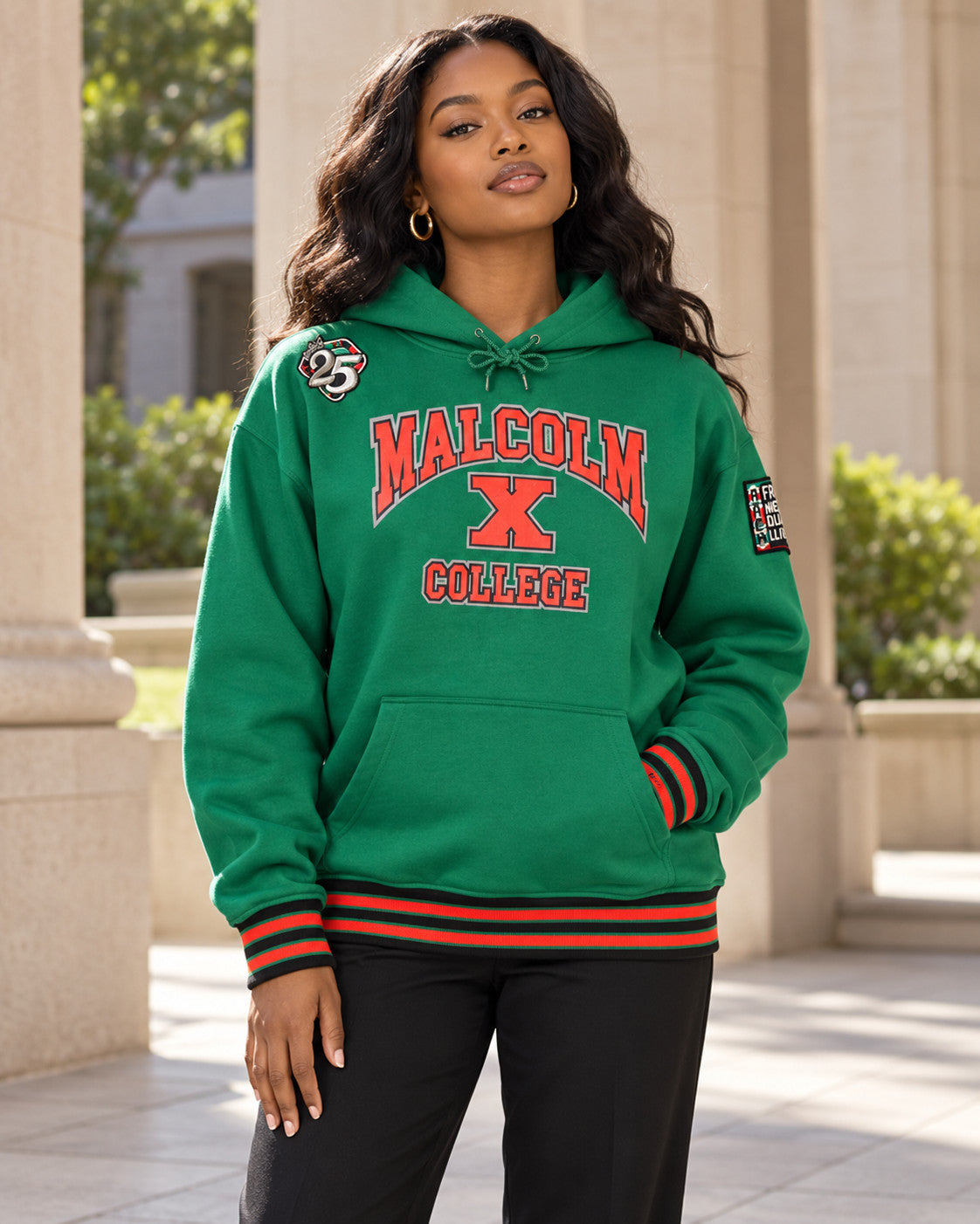 FTP Malcolm X College Classic 91 Hoodie Kelly Green — alternative model styling
