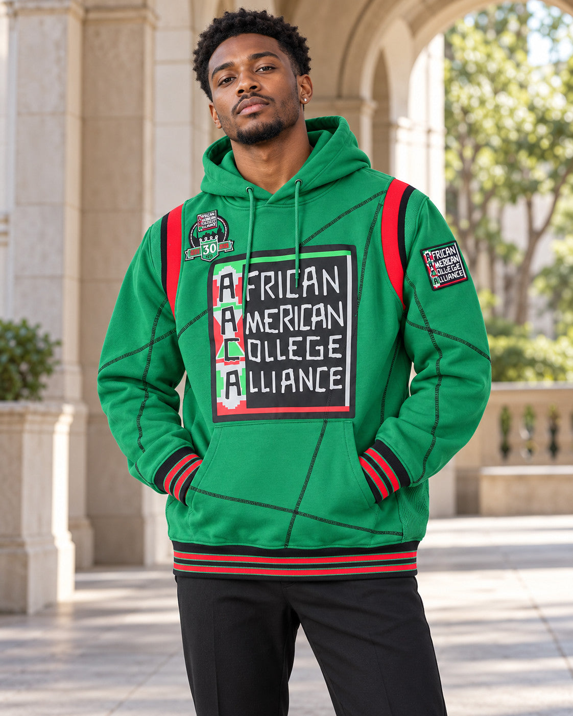 30th Anniversary FTP AACA Frankenstein Stitched Hoodie Kelly Green/Black — alternative model styling