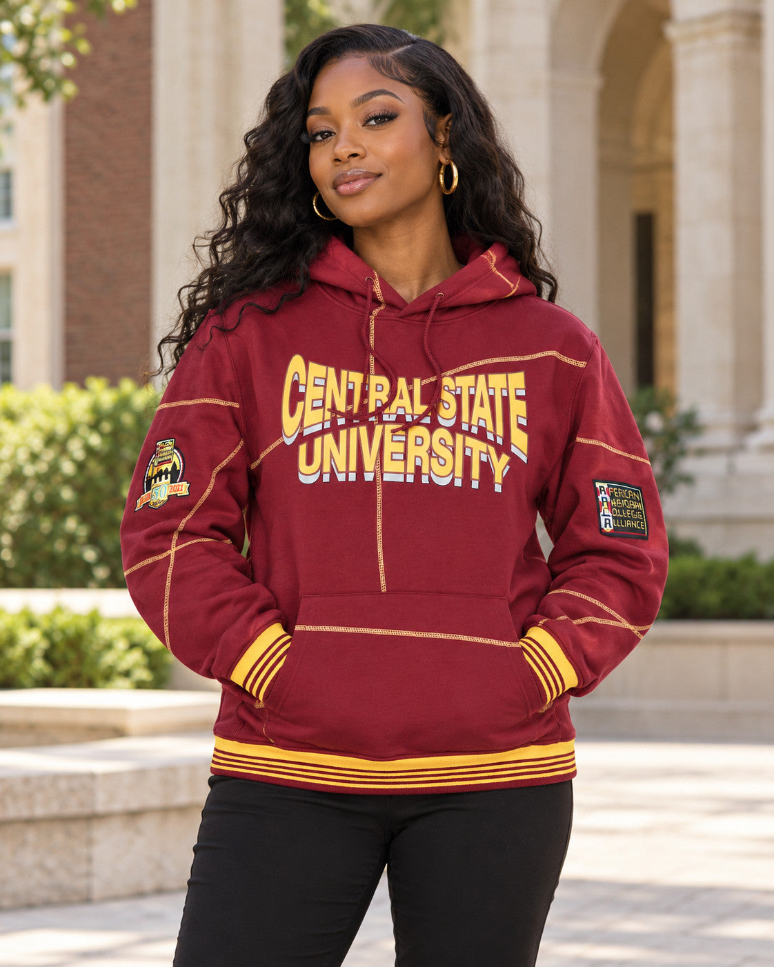 Central State University 93 Frankenstein Hoodie Maroon/Gold - AACA 30th Anniversary Special Edition — alternative model styling