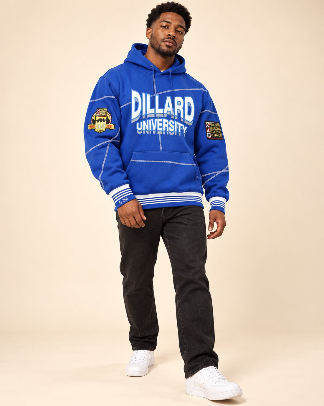 Dillard University 93 Frankenstein Hoodie Royal Blue/White - AACA 30th Anniversary Special Edition
