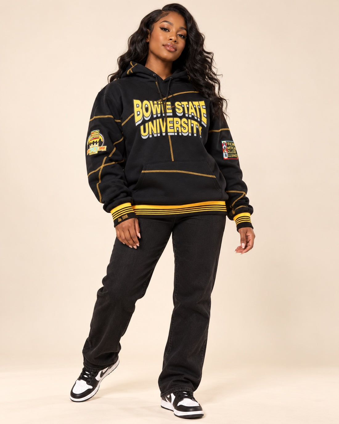 Bowie State University 93 Frankenstein Hoodie Black/Gold - AACA 30th Anniversary Special Edition