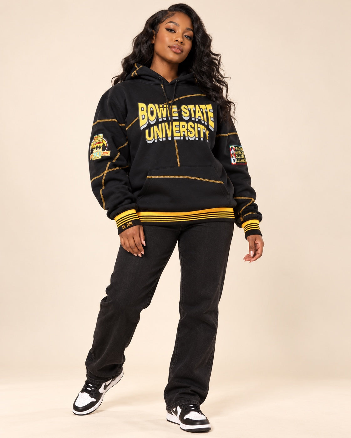 Bowie State University 93 Frankenstein Hoodie Black/Gold - AACA 30th Anniversary Special Edition