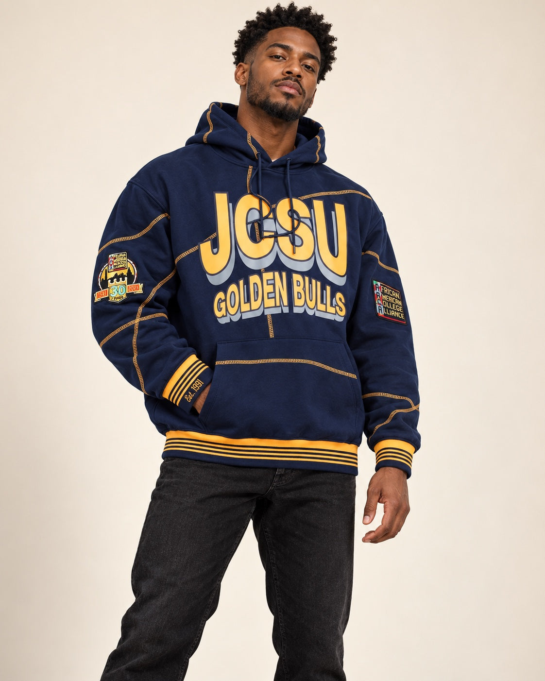 JSCU Golden Bulls 93 Frankenstein Hoodie Navy/Gold - AACA 30th Anniversary Special Edition