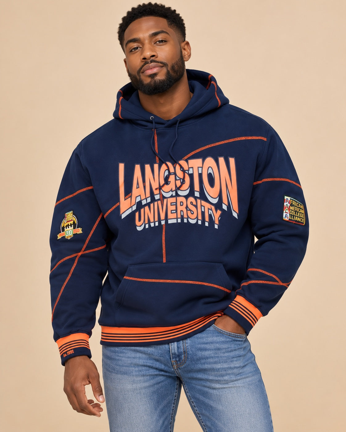 Langston 93 Frankenstein Hoodie Navy/Orange - AACA 30th Anniversary Special Edition