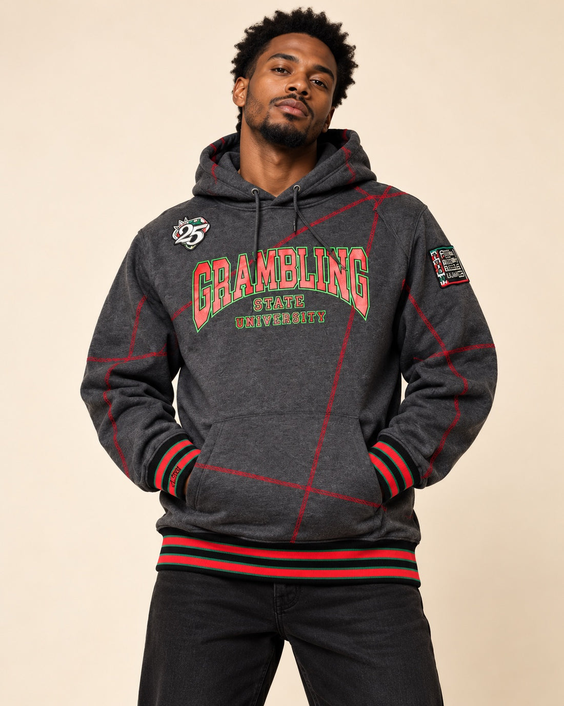 FTP Grambling State University AACA Original 92 Frankenstein Stitched Hoodie Charcoal/Red
