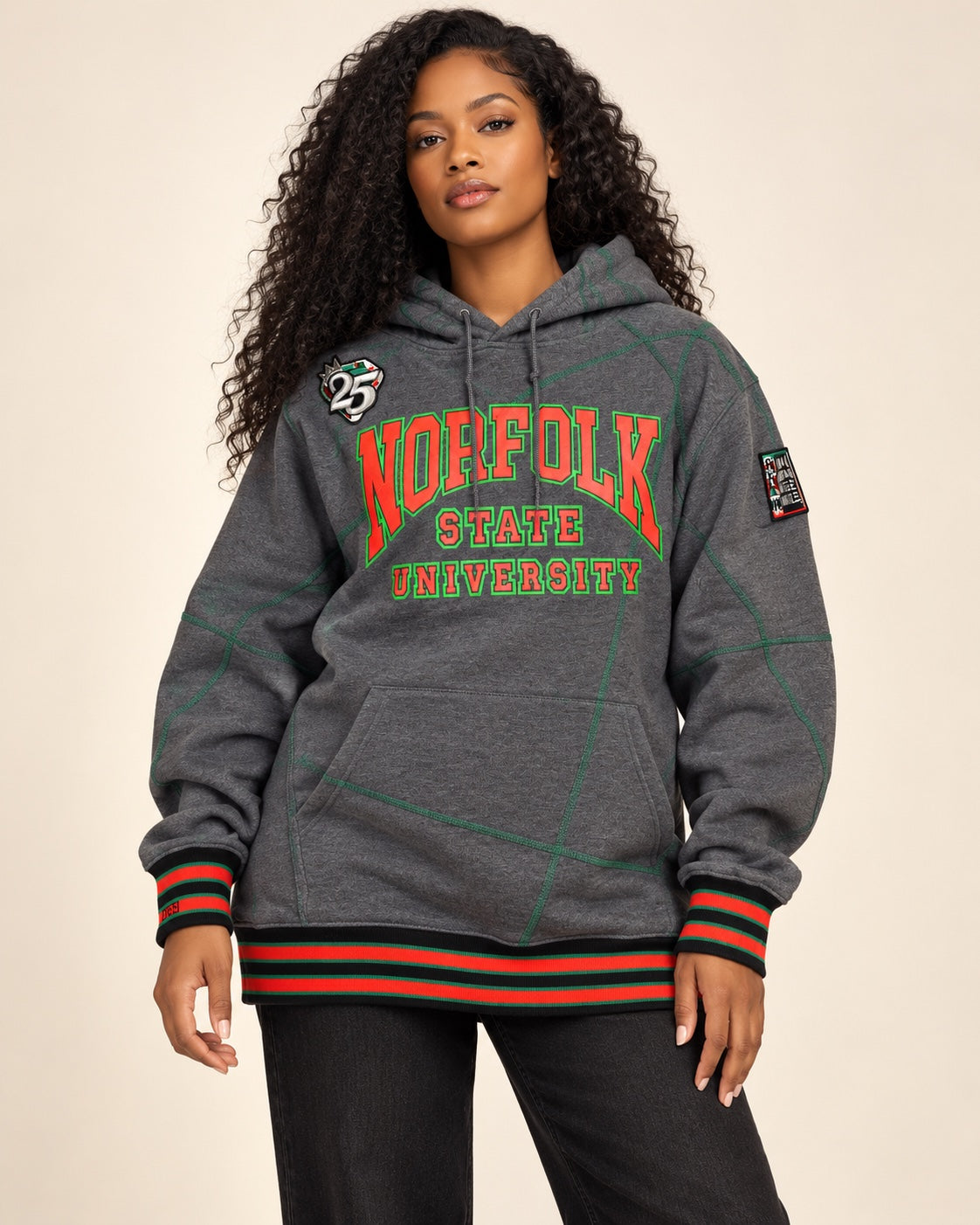 FTP Norfolk State University Classic 91 Hoodie Charcoal Grey / Kelly Green