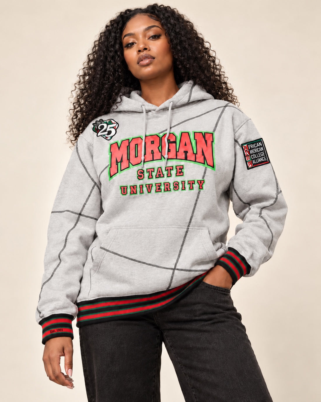 FTP Morgan State University 92 Frankenstein Stitched Hoodie MDH.Grey / Black
