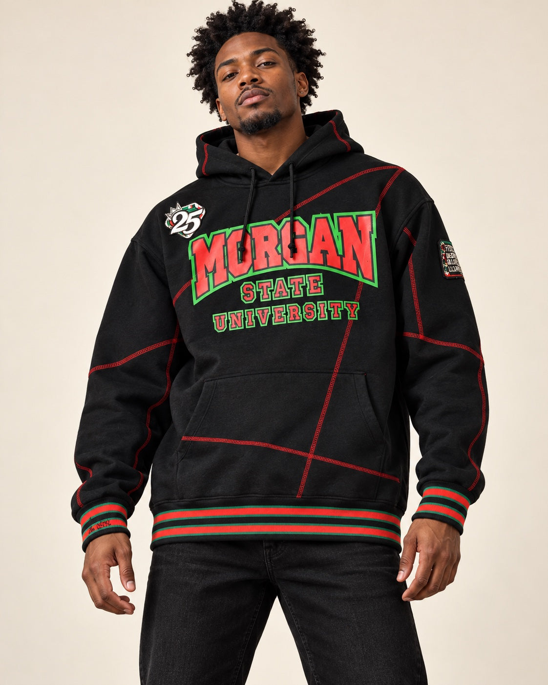 FTP Morgan State University 92 Frankenstein Stitched Hoodie Black / Red