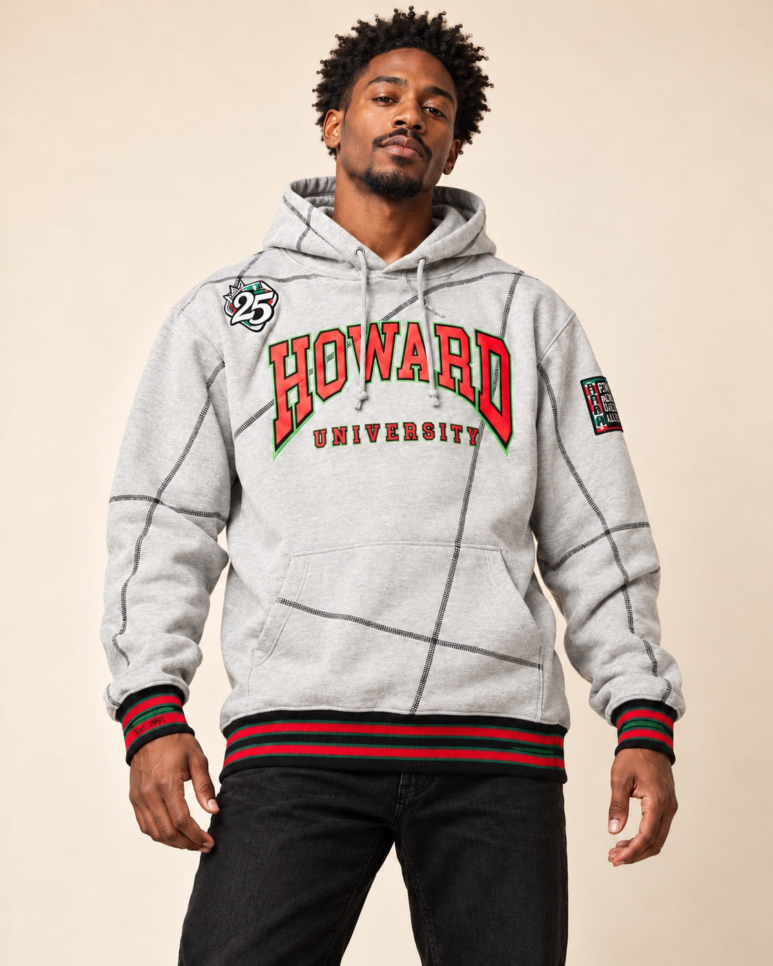 FTP Howard University 92 Frankenstein Stitched Hoodie MDH.Grey / Black