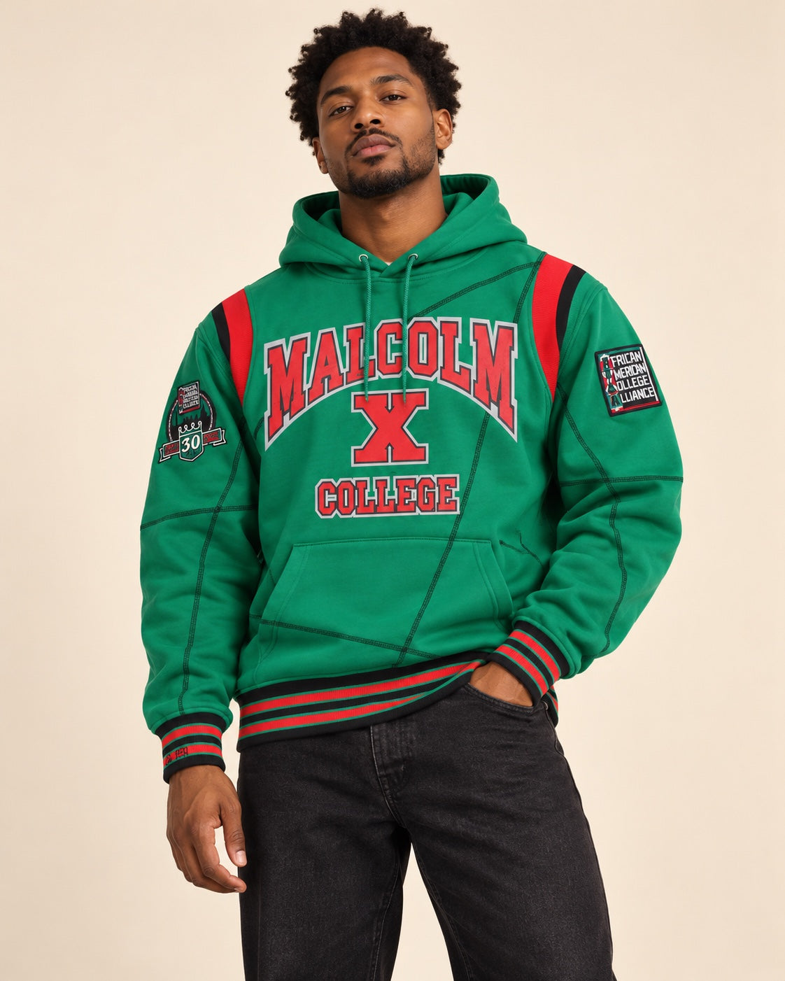 30th Anniversary FTP Malcolm X  Frankenstein Stitched Hoodie KellyGreen / Black