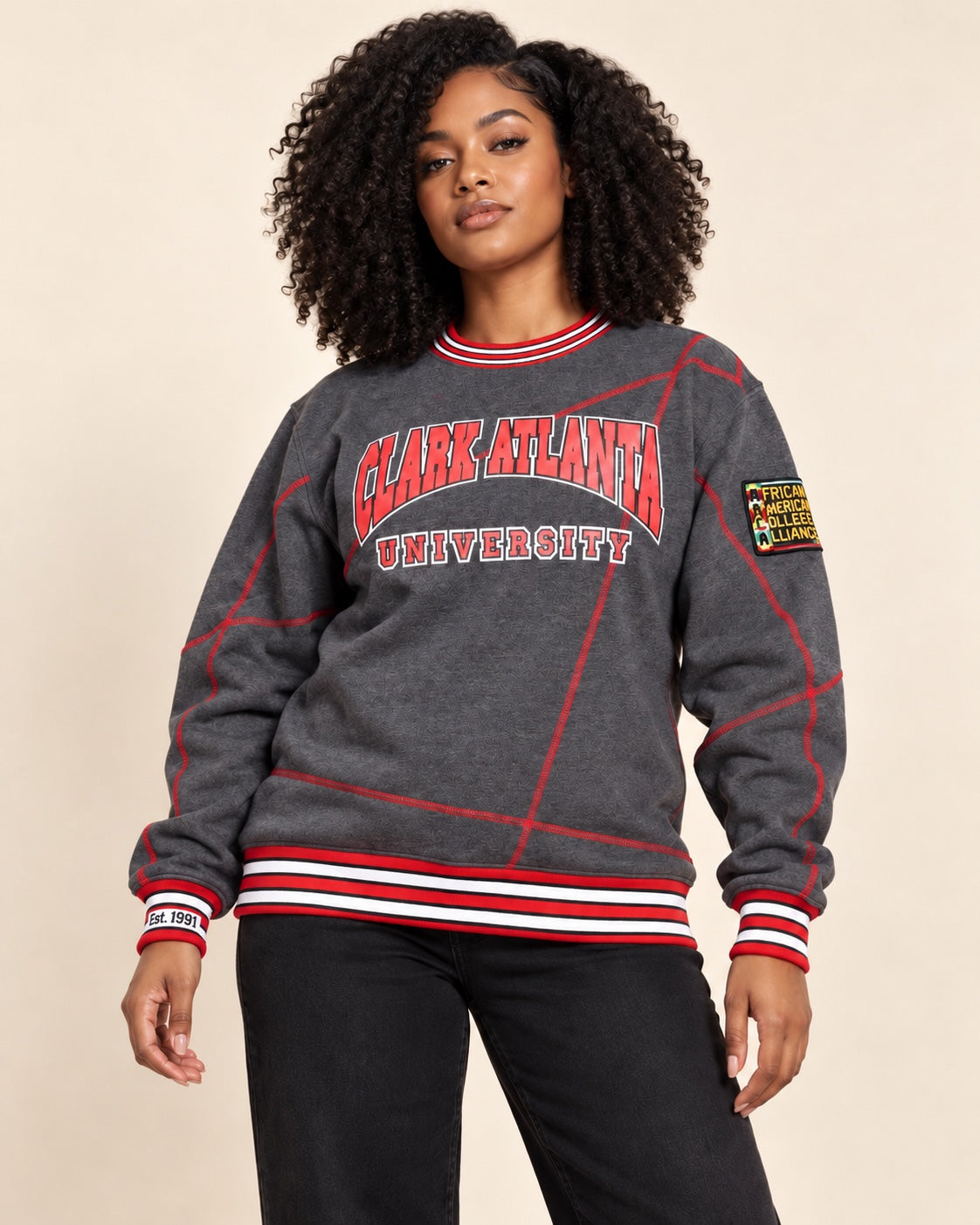 Clark Atlanta University Original '92 "Frankenstein" Crewneck Charcoal Grey/Red