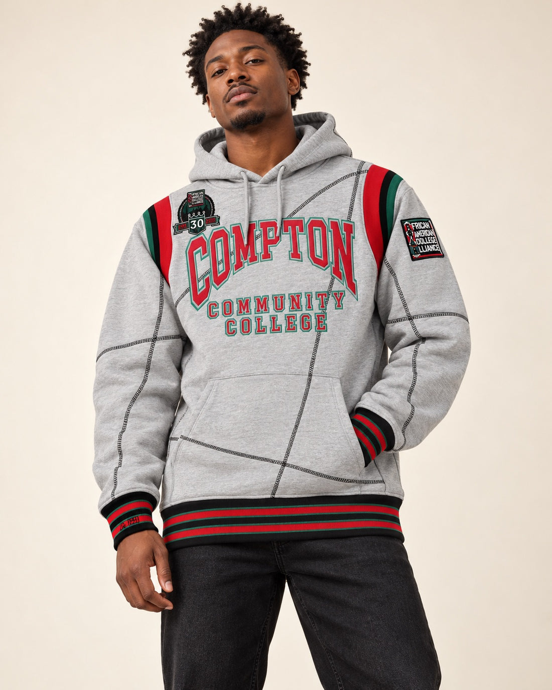 30th Anniversary FTP Compton Community College Frankenstein Stitched Hoodie MDH.Grey / Black