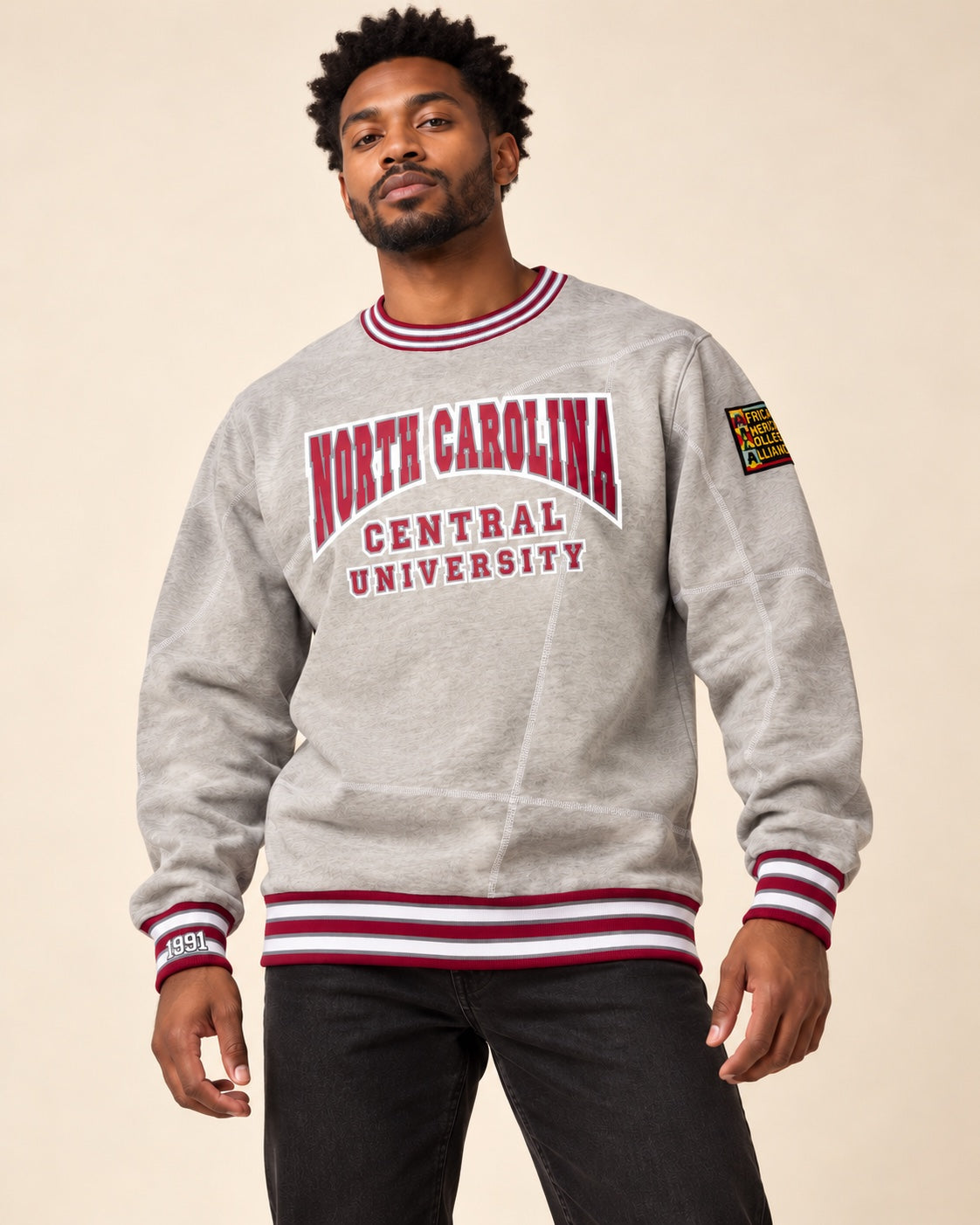 North Carolina Central University Original '92 "Frankenstein" Crewneck Mdh Grey/White