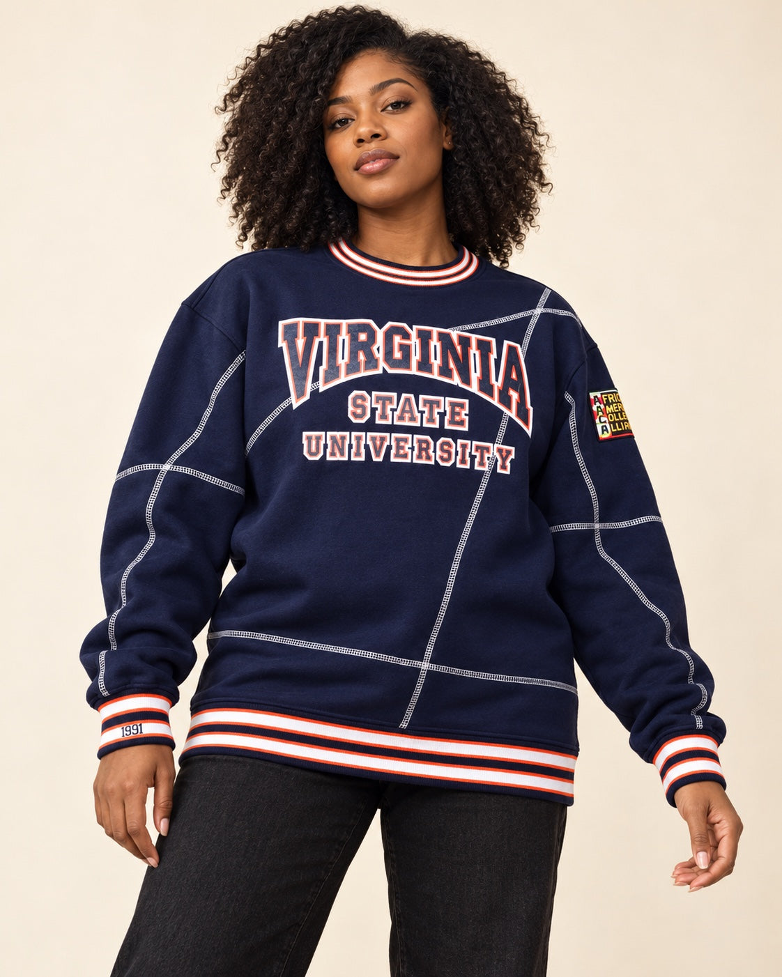 Virginia State University Original '92 "Frankenstein" Crewneck Navy/White
