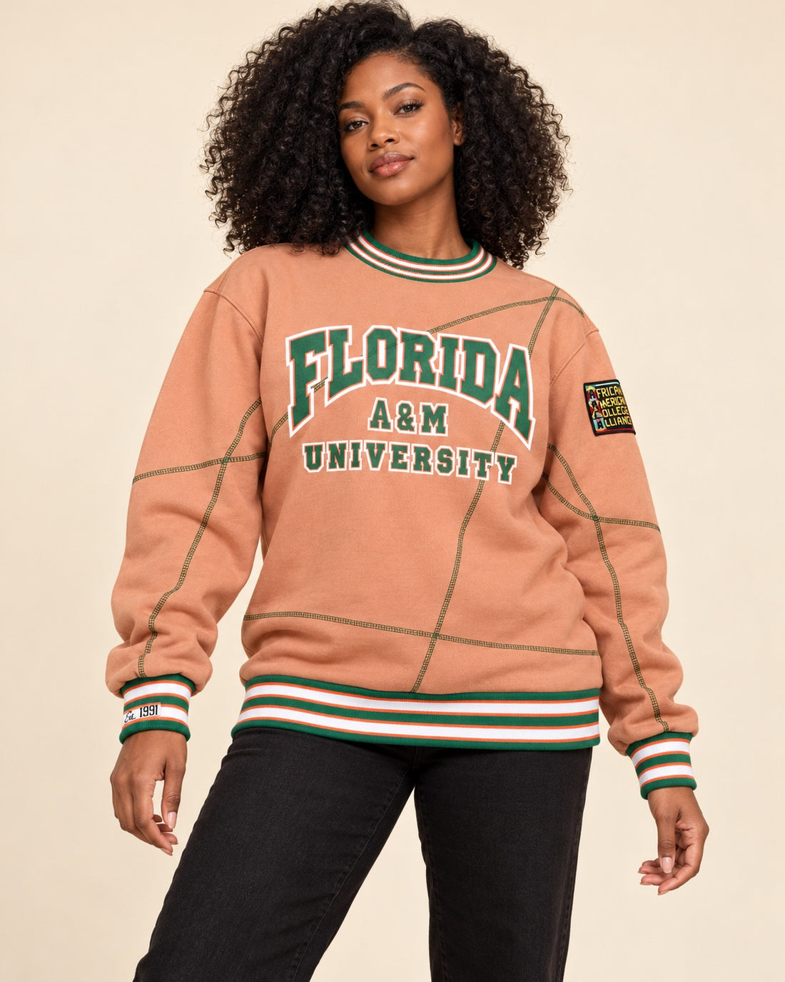 Florida A&M University Original '92 "Frankenstein" Crewneck Butter Rum / Kelly Green