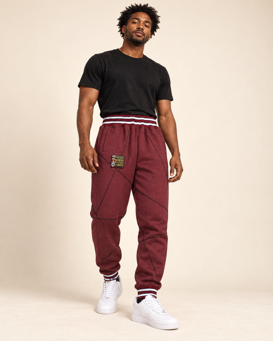AACA Original '92 "Frankenstein" Stitched Sweatpants Red Heather/Black