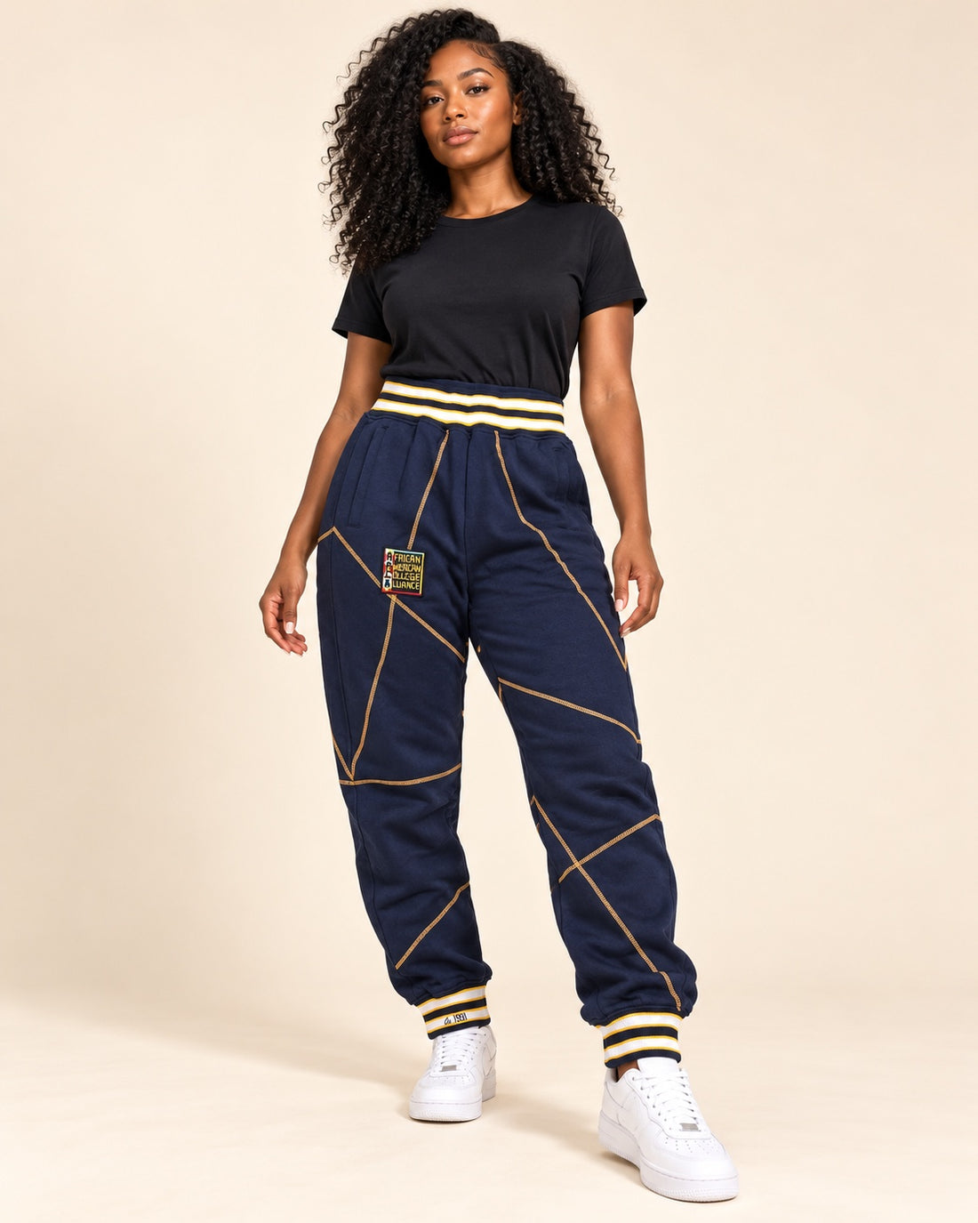 AACA Original '92 "Frankenstein" Stitched Sweatpants Navy/Gold