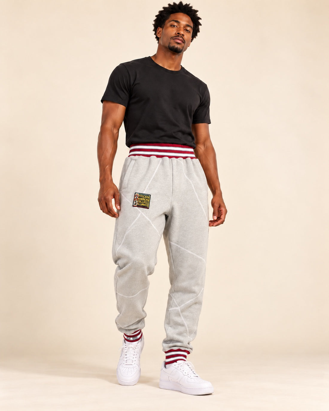AACA Original '92 "Frankenstein" Stitched Sweatpants MDH. Grey/White