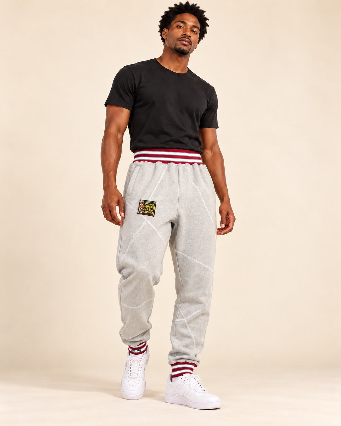 AACA Original '92 "Frankenstein" Stitched Sweatpants MDH. Grey/White