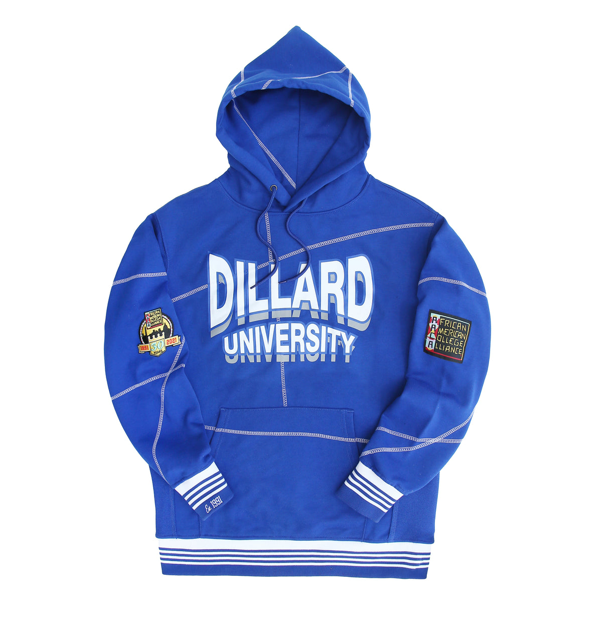Dillard University 93 Frankenstein Hoodie Royal Blue/White Frankenstein Hoodie white background product image