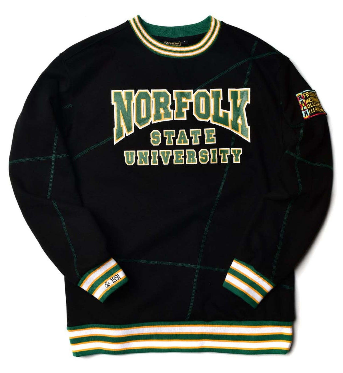 Norfolk State University Original '92 "Frankenstein" Crewneck Black / Green Frankenstein Crewneck white background product image