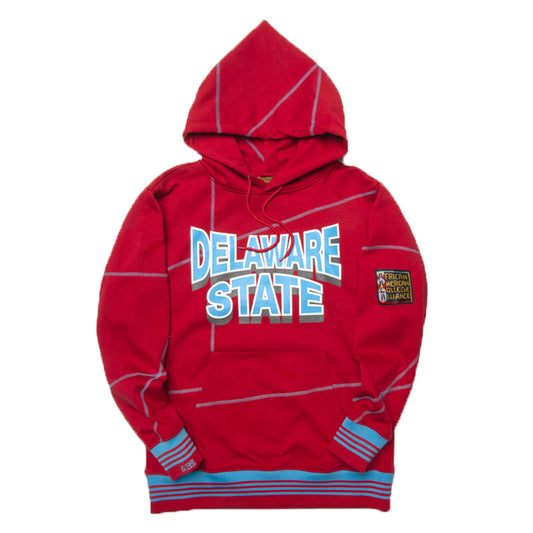 Delaware State 93 Frankenstein Hoodie Red/Carolina Delaware State University Frankenstein Hoodie white background product image