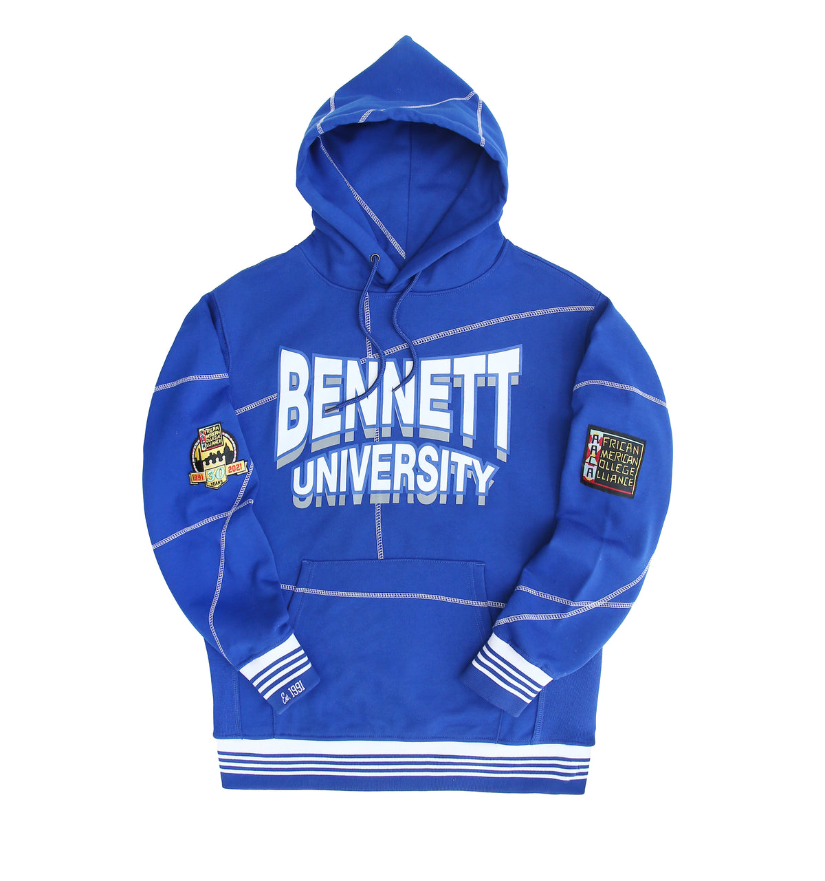 Bennett University 93 Frankenstein Hoodie Royal Blue/White Bennett College Frankenstein Hoodie white background product image