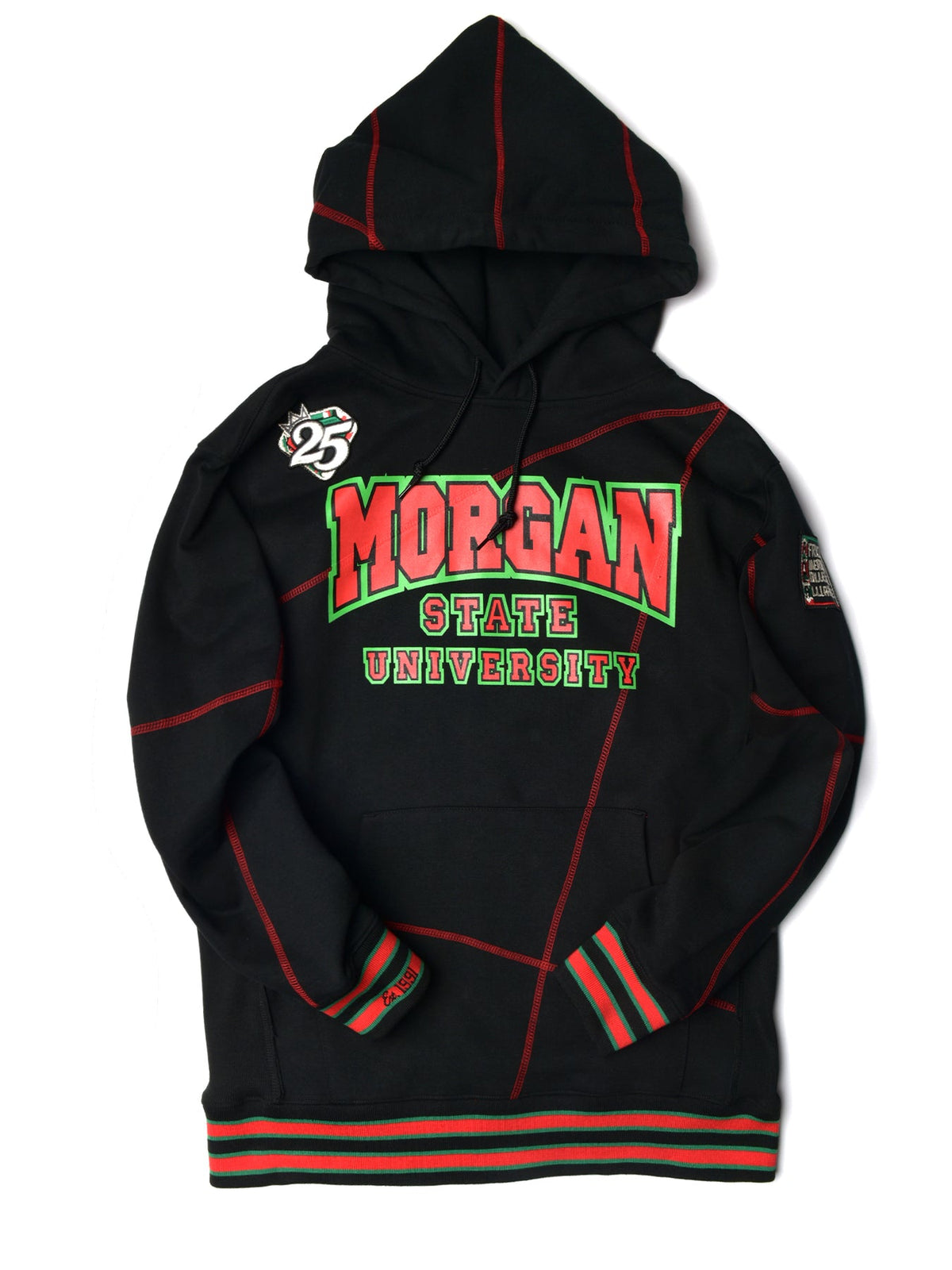 FTP Morgan State University 92 Frankenstein Stitched Hoodie Black / Red Frankenstein Hoodie white background product image