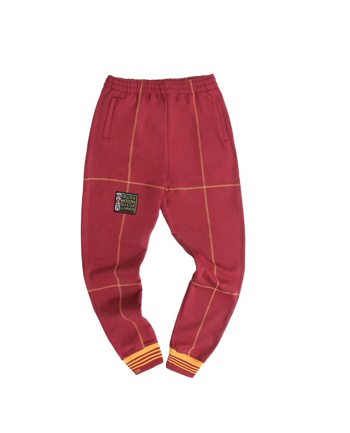 AACA Fresh 93 Frankenstein Jogger RED/GOLD Tuskegee University Frankenstein Sweatpants white background product image