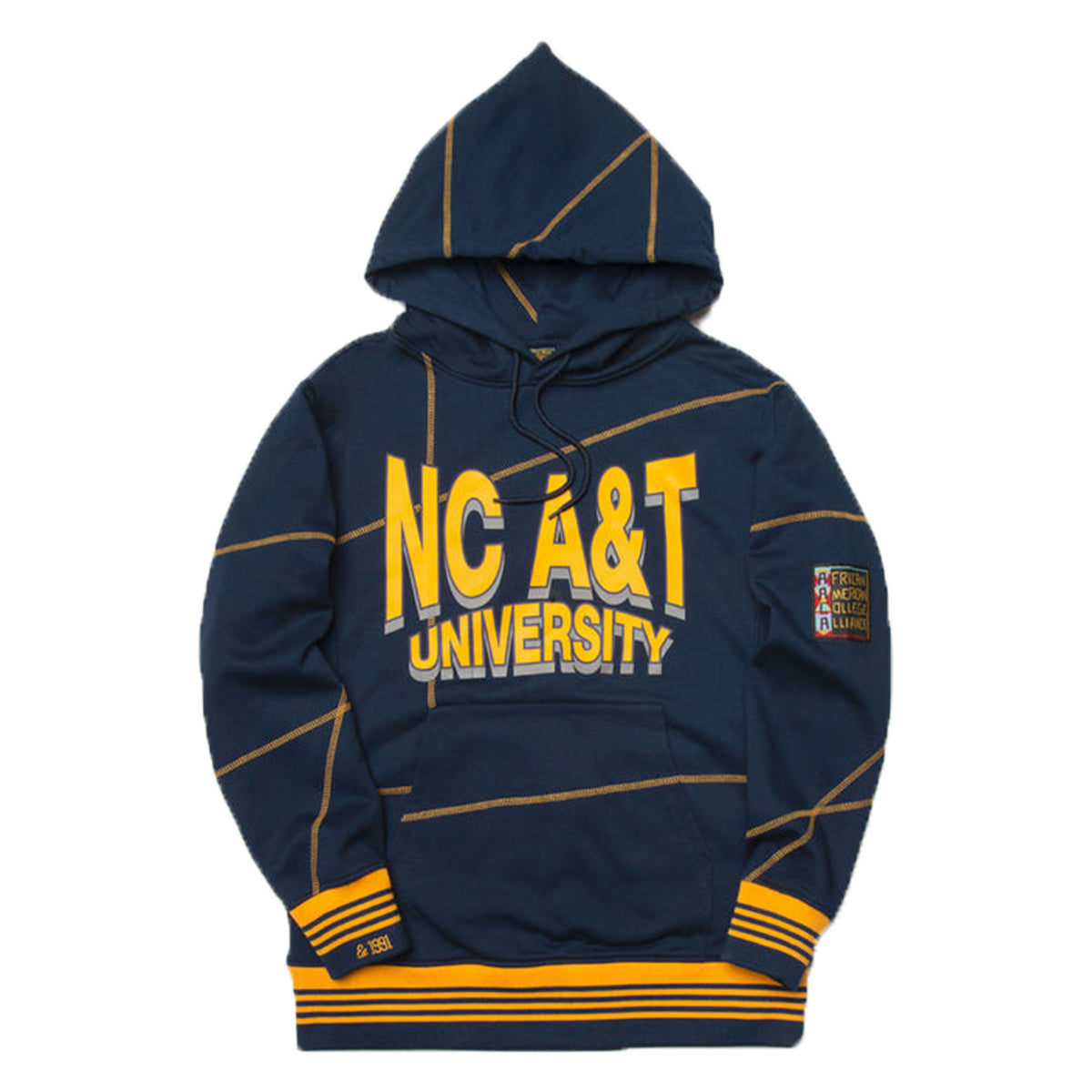 North Carolina A&T University 93 Frankenstein Hoodie Navy/Gold Frankenstein Hoodie white background product image