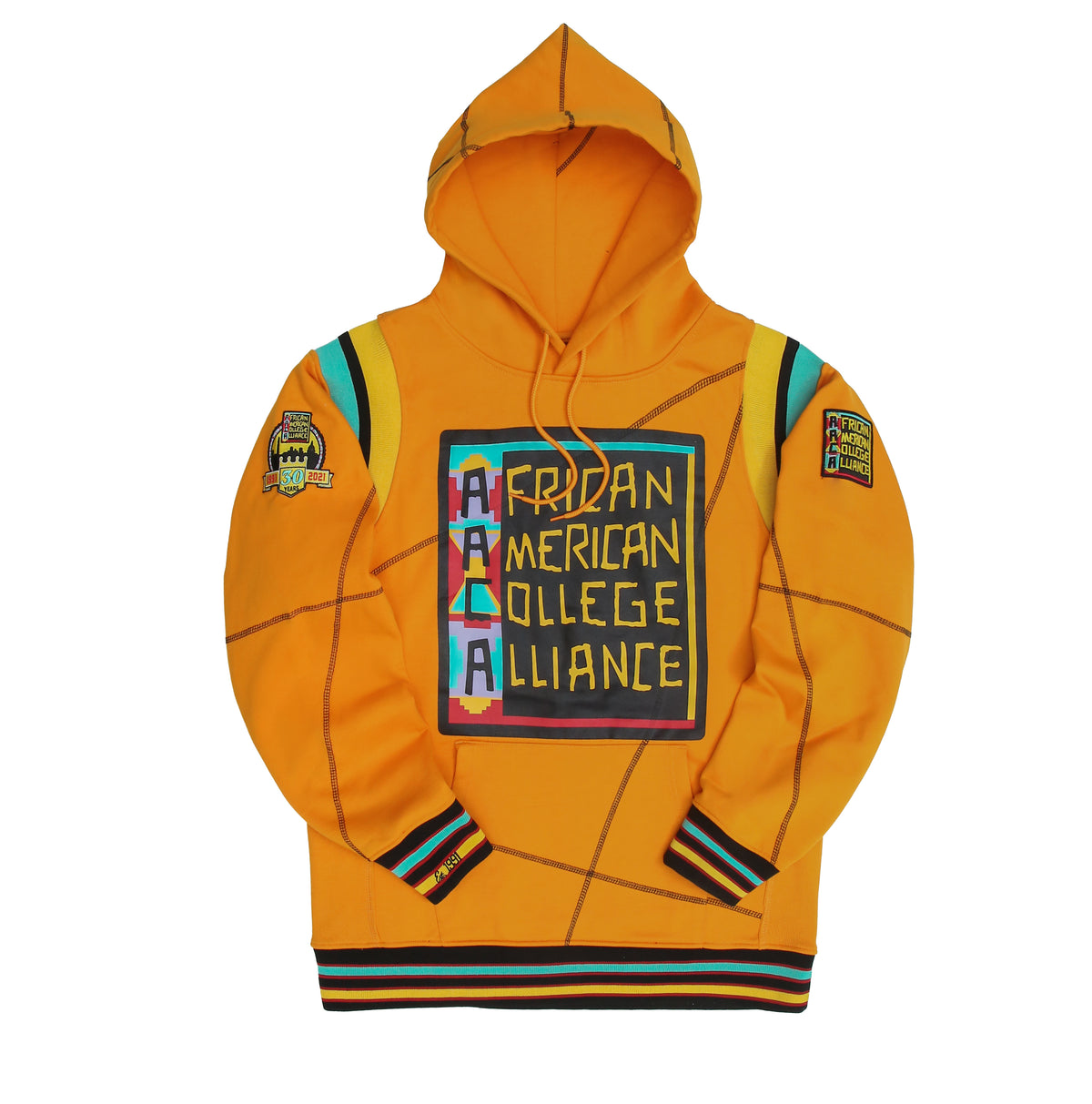 30th Anniversary AACA Frankenstein Stitched Hoodie Gold/Black Frankenstein Hoodie white background product image