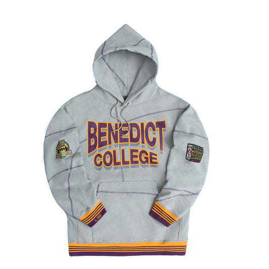 Benedict University 93 Frankenstein Hoodie MDH.Grey / Purple / Gold Benedict College Frankenstein Hoodie white background product image