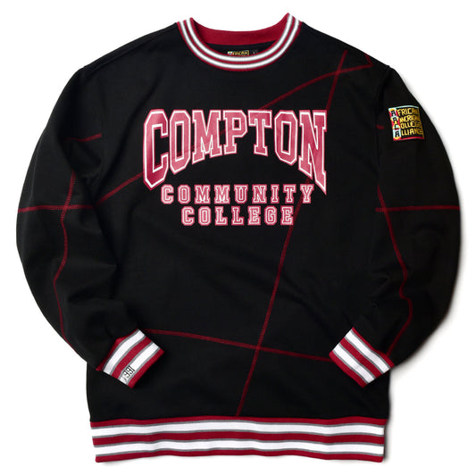 Compton Community College Original '92 Frankenstein Crewneck Black/Maroon Compton College Frankenstein Crewneck white background product image