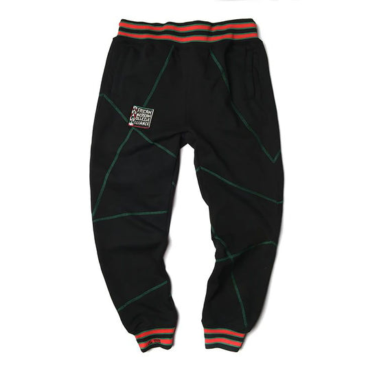 FTP Original 92 Frankenstein Stitched Sweatpants Black / Kelly Green Chicago State University Frankenstein Sweatpants white background product image