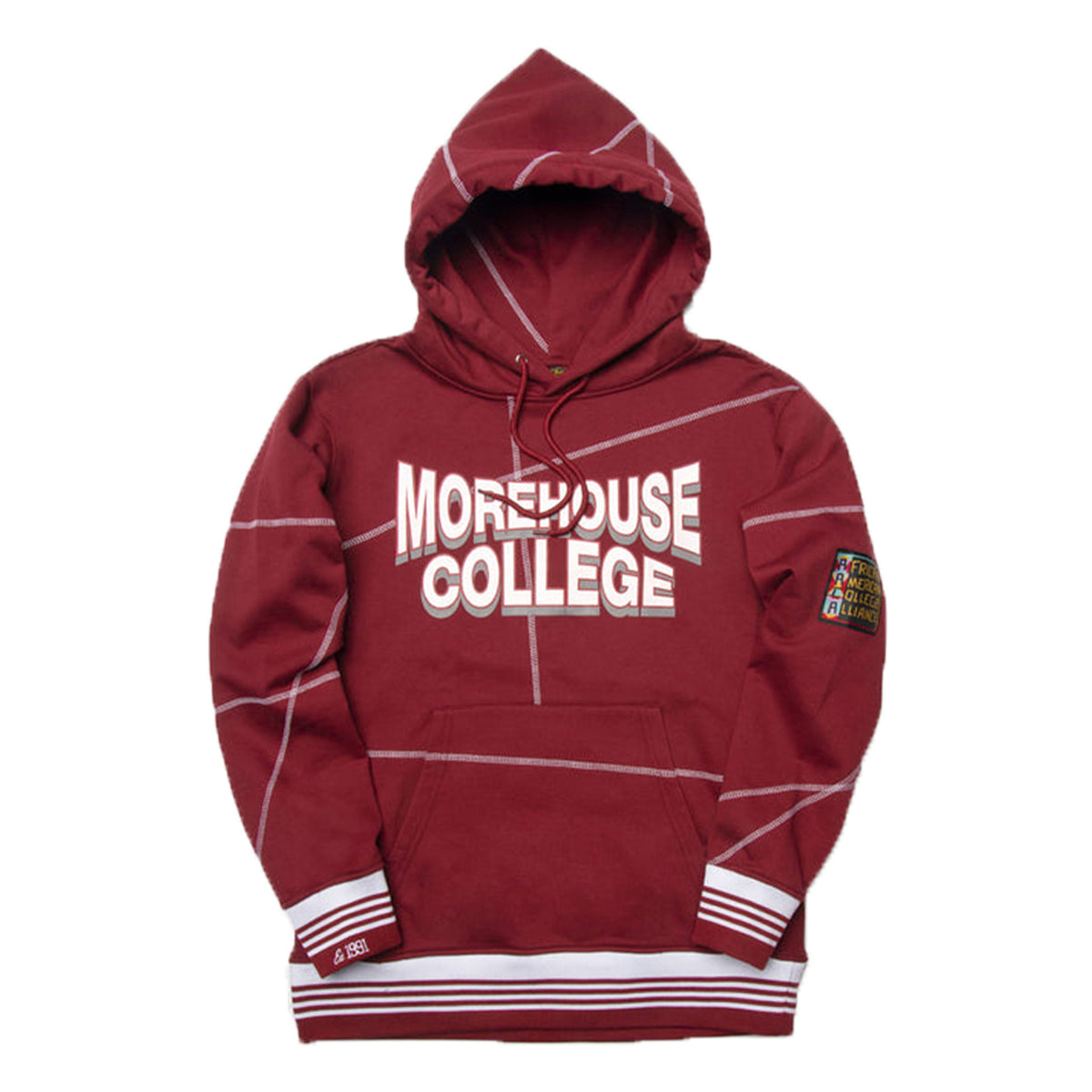 Morehouse College 93 Frankenstein Hoodie Maroon/White Frankenstein Hoodie white background product image