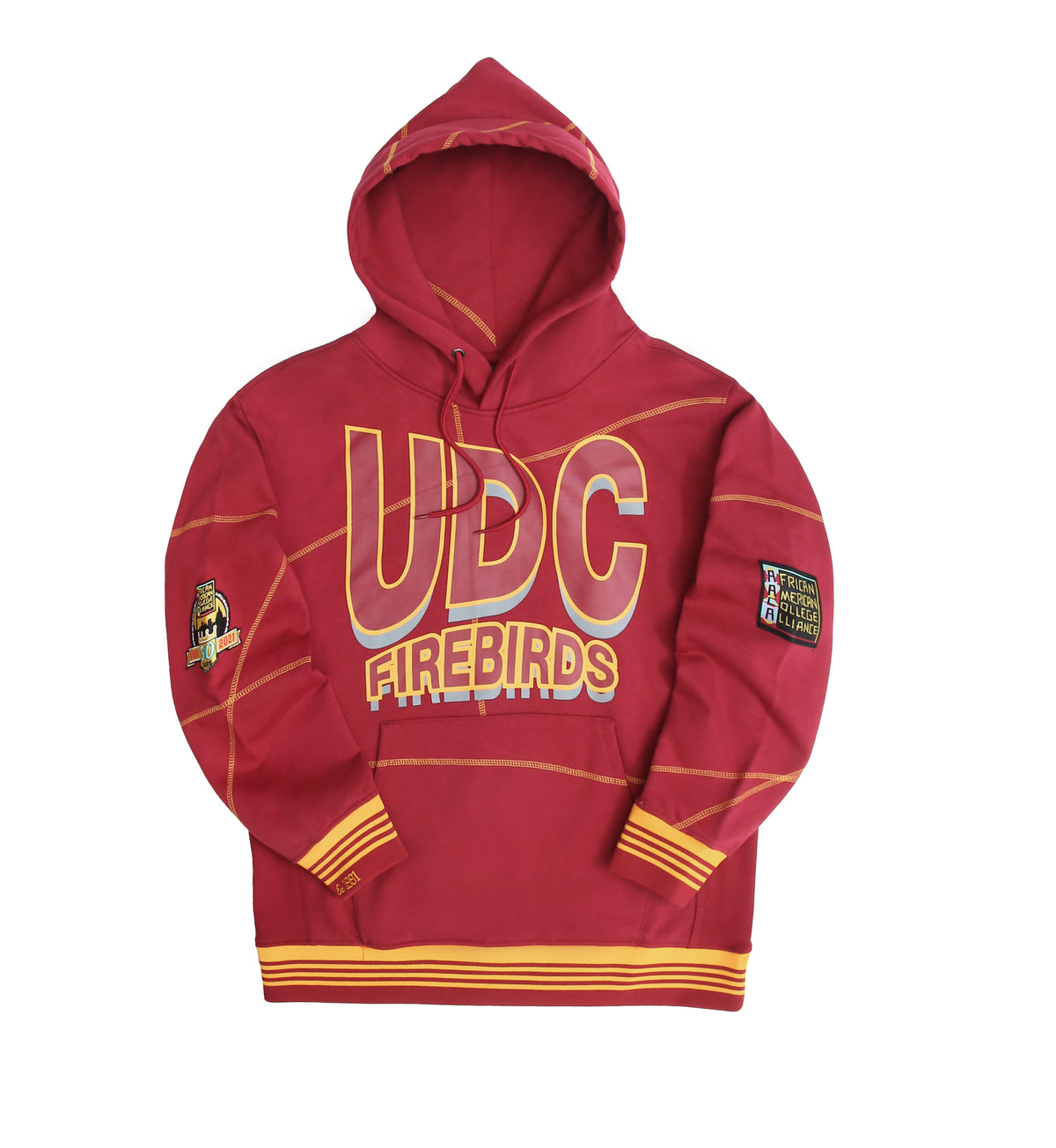 UDC FireBirds 93 Frankenstein Hoodie Red/Gold University of the District of Columbia Frankenstein Hoodie white background product image