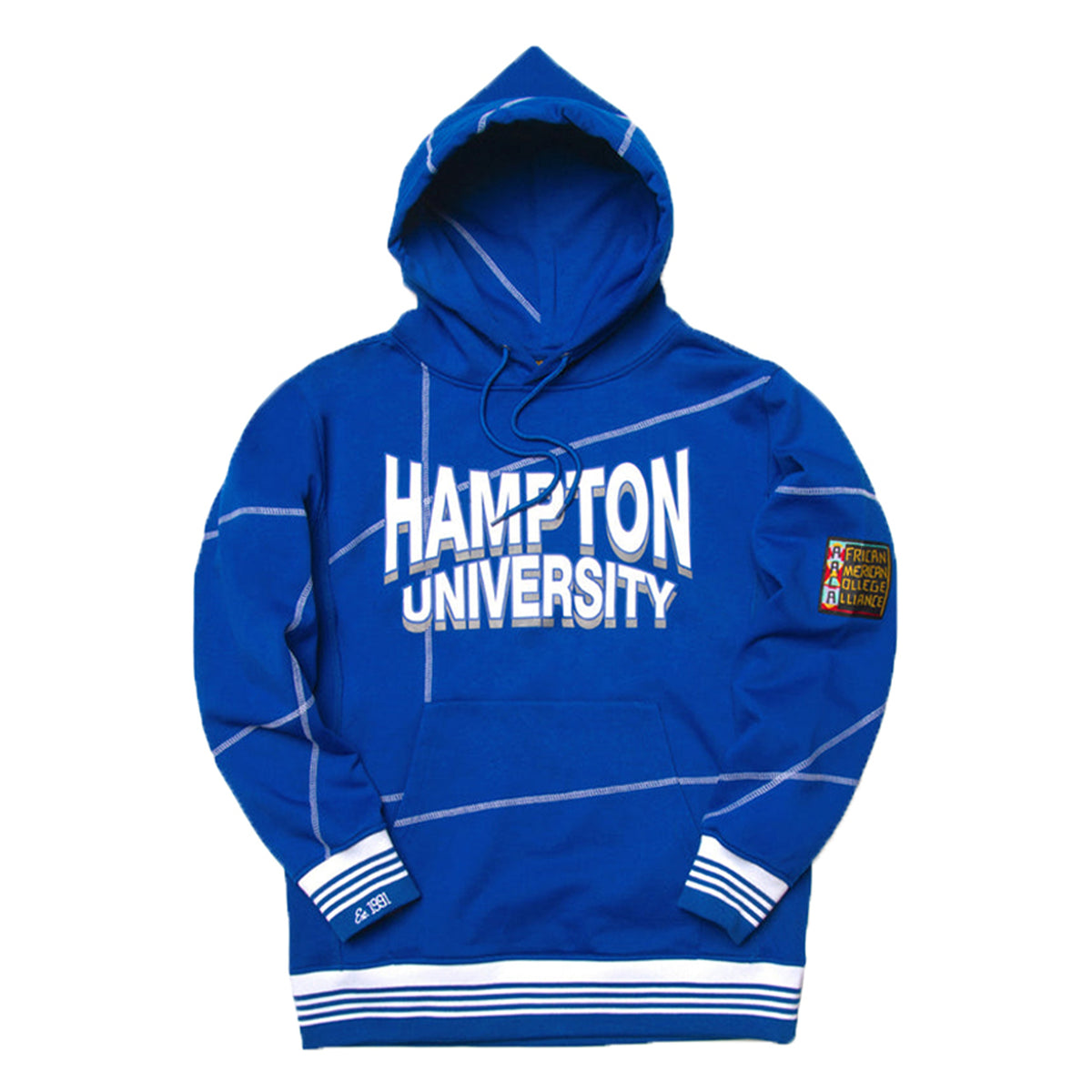 Hampton U. Fresh 93 Frankenstein Hoodie Royal/White Hampton University Frankenstein Hoodie white background product image