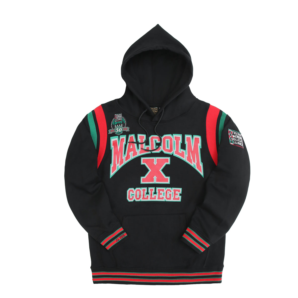 30th Anniversary FTP Malcolm X College Hoodie All Black Classic Hoodie white background product image